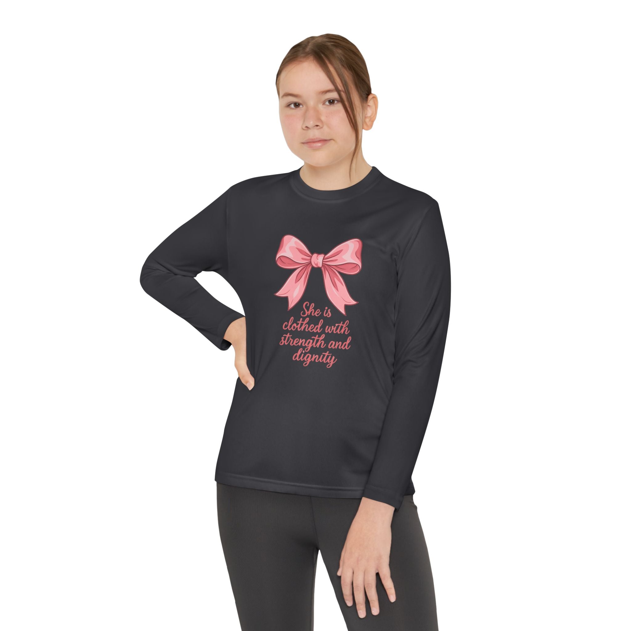YOUTH  "She is clothed with strength and dignity"   Long sleeve Tee