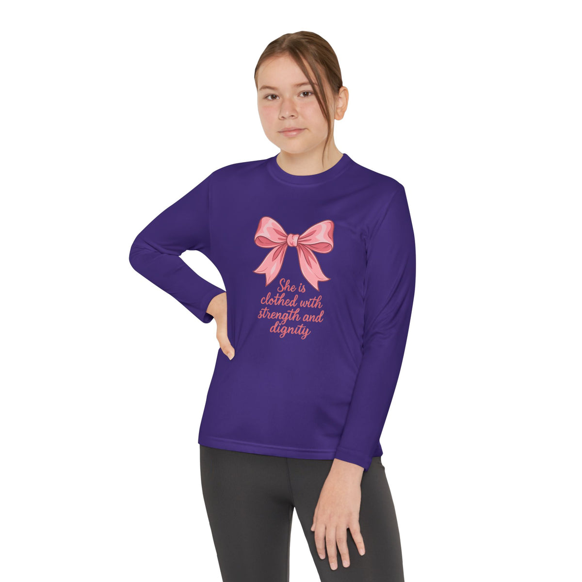 YOUTH  "She is clothed with strength and dignity"   Long sleeve Tee
